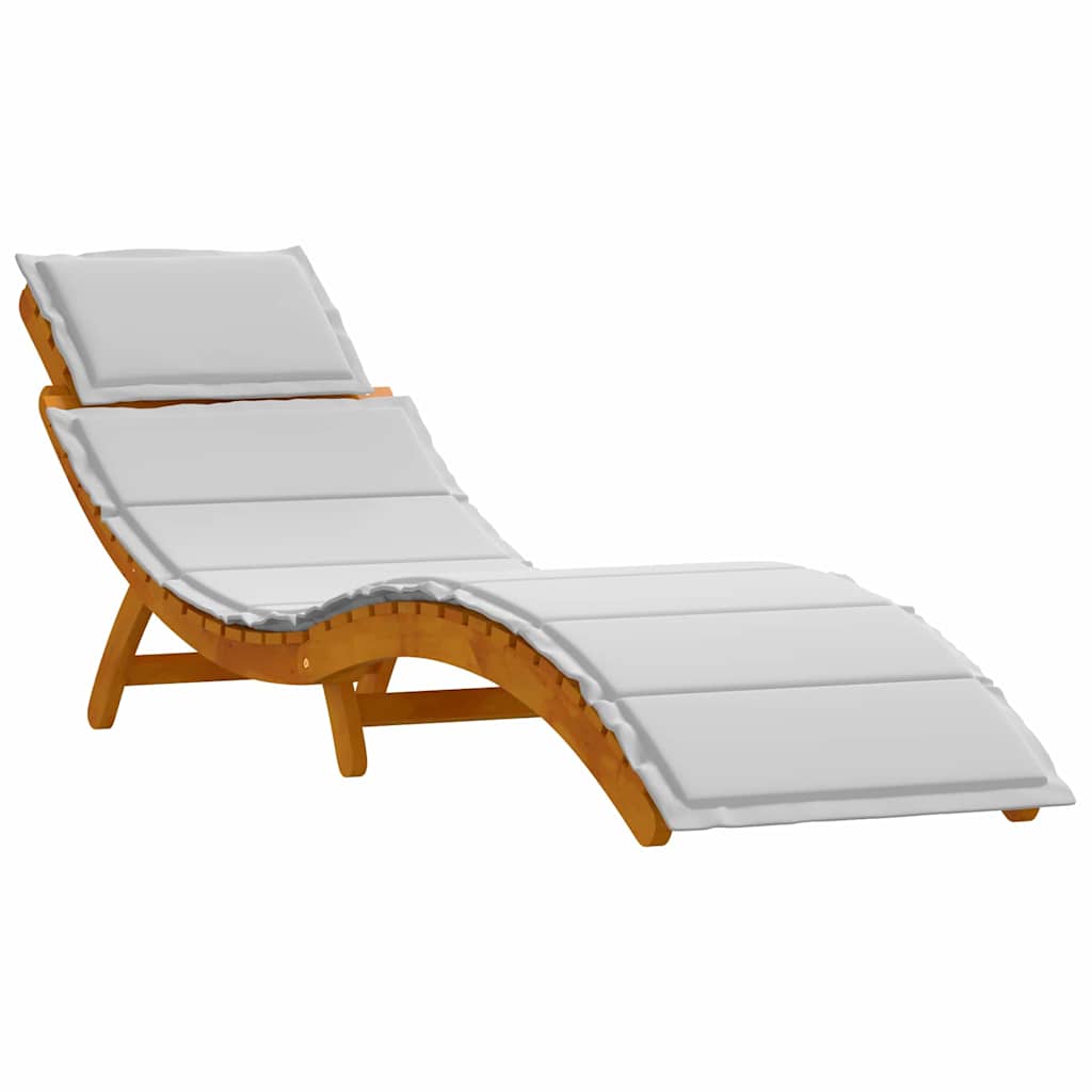 Sun Lounger with Cushions 2 Pcs Light Grey Solid Acacia Wood