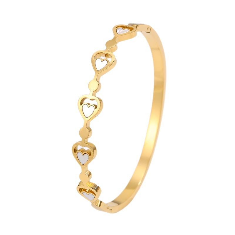 Titanium Steel  Hot-selling Hollow Love  Women's Light Luxury High-value Stainless Steel Fritillary Peach Heart 