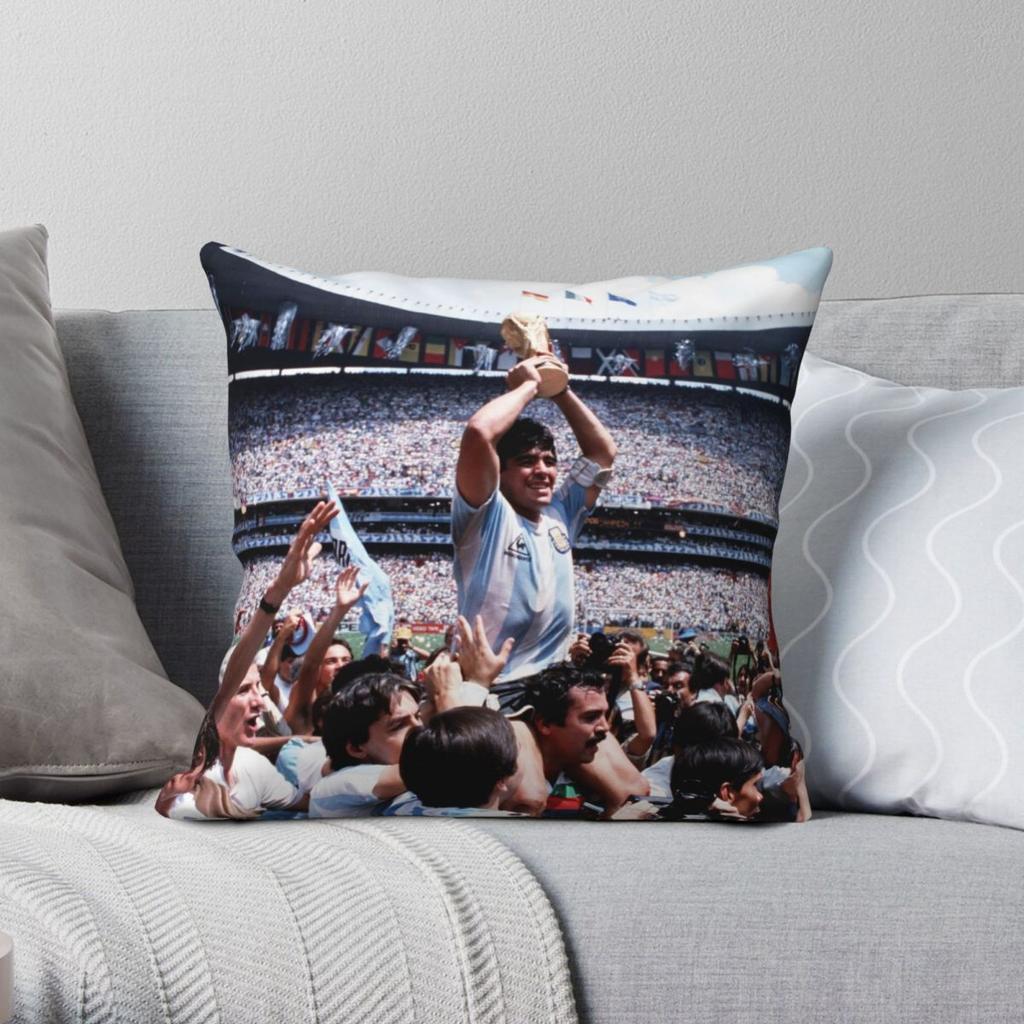 Ruhe in Frieden Diego Maradona quadratische Kissenhülle Polyester Leinen Samt Kreativer Reißverschluss Dekor Bettkissenbezug