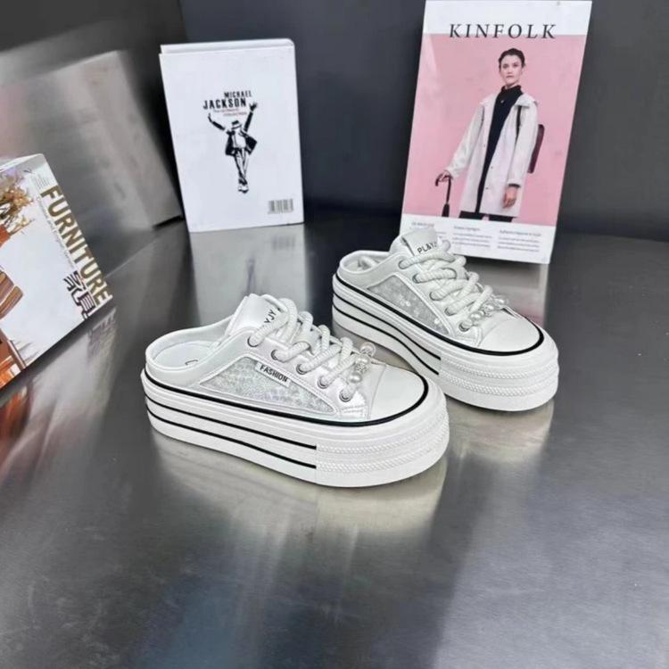 

Internet celebrity bag head slippers women s summer outer wear 2025 new thick-soled versatile breathable mesh casual shoes without heel women s shoes 35