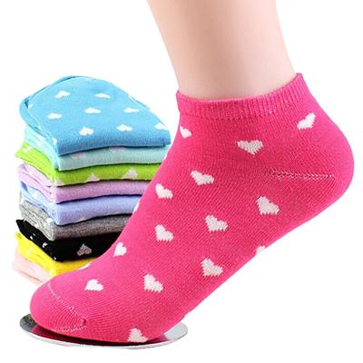 5 Paar Damen- und Mädchensocken mit süßem Herzmuster, knöchelhoch, niedrig geschnitten, Baumwolle, Sport, Freizeitsocken