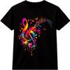 Music Note T-Shirt Treble Clef DJ Festival Colourful Musician Gift Graphic Tee
