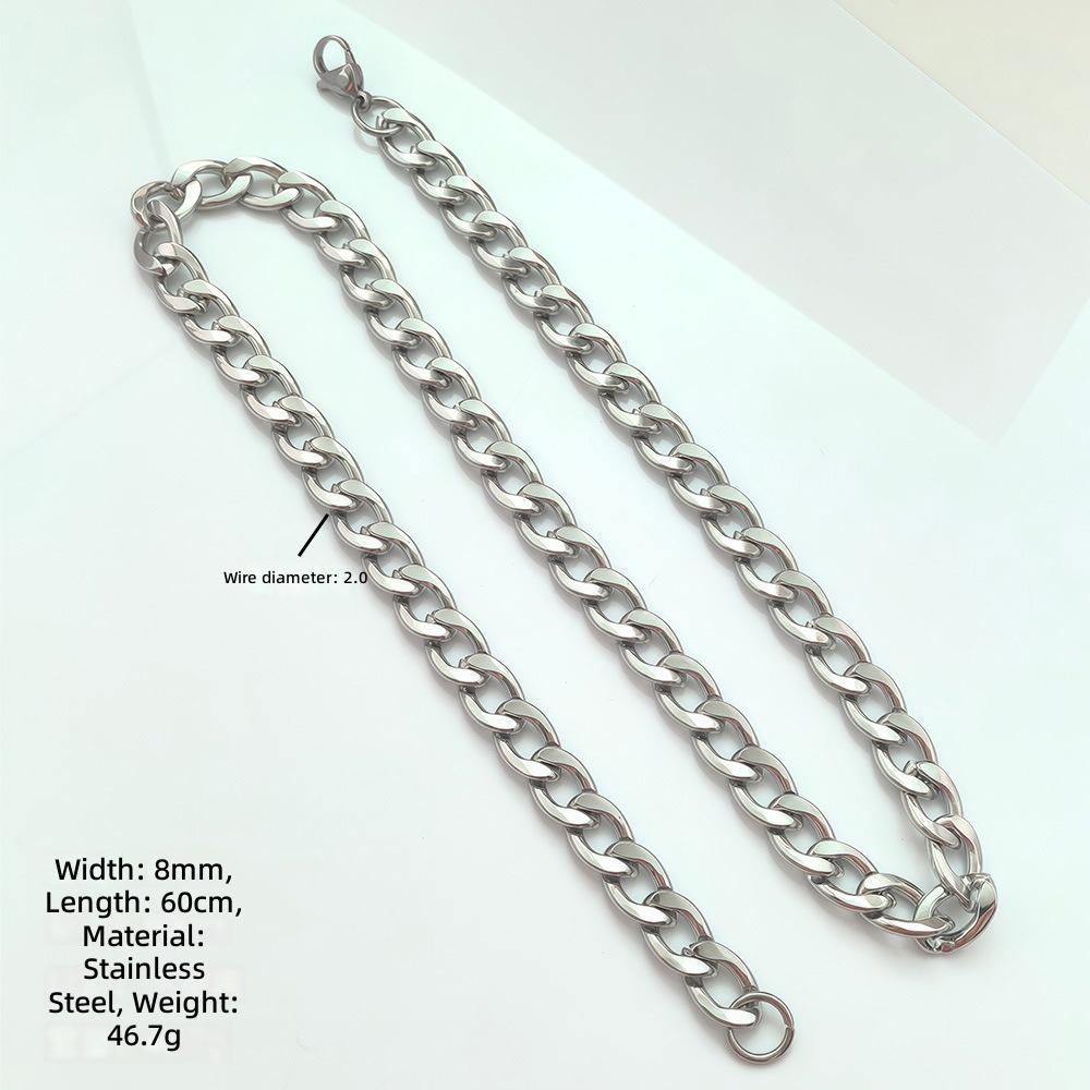 Stainless Steel Cuban Chain Necklace for Men European American Hip Hop Stainless Steel Fashion Jewelry