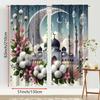 2PCS Soft Mist Blue Flower Ramadan Theme Curtains   Fresh Wind   Bedroom and Living Room   Drawbar Pocket Decorative Curtains