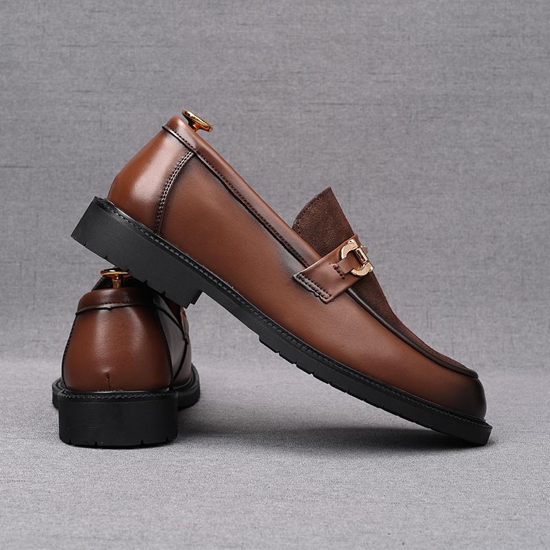 Fashion New Men's Suede Leather Charm Metal Buckle Shoes Male Casual Wedding Dress Flats Loafers Homecoming Prom Zapatillas Hombre