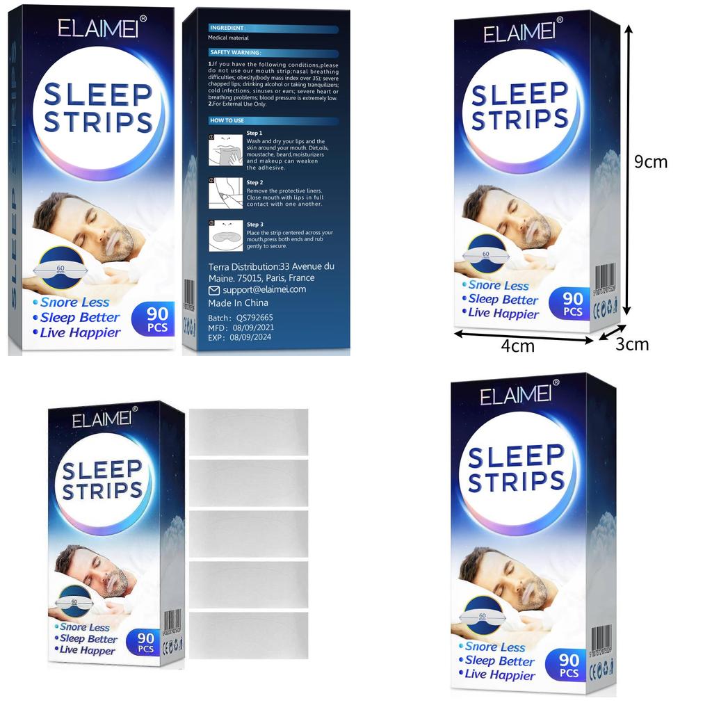Elimei Sleep Tape Antisnoring Closure Patch With Breathable Material For Restful Sleep