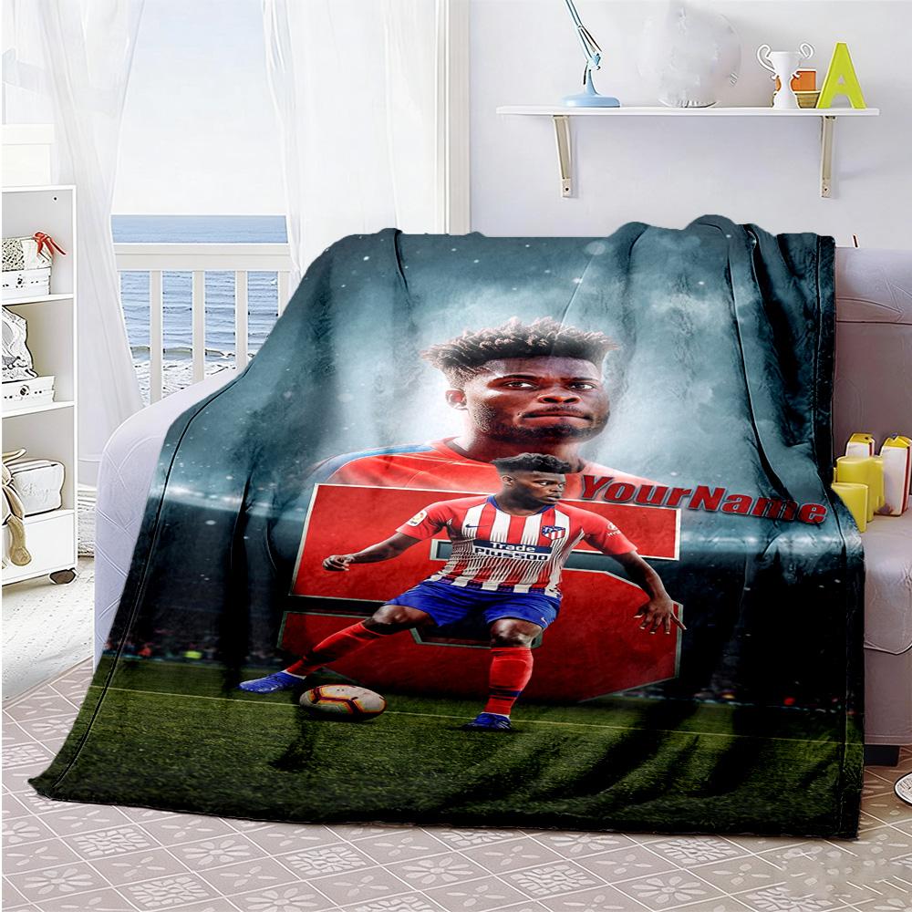 Atletico Madrid Customize Text Blanket Multi-purpose Personalized Blanket Comfortable for Seaside Chair Picnics Office Chair Four Seasons Multipurpose