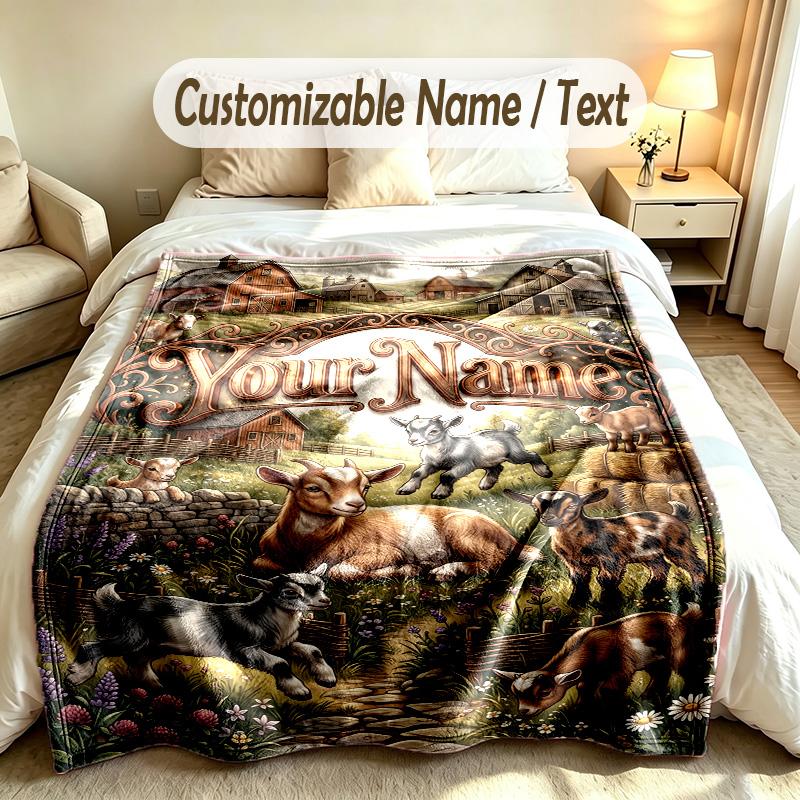 Farm Country Theme Custom Blanket Personalized Name & Text Customized Soft Warm Throw Blanket Home Decor