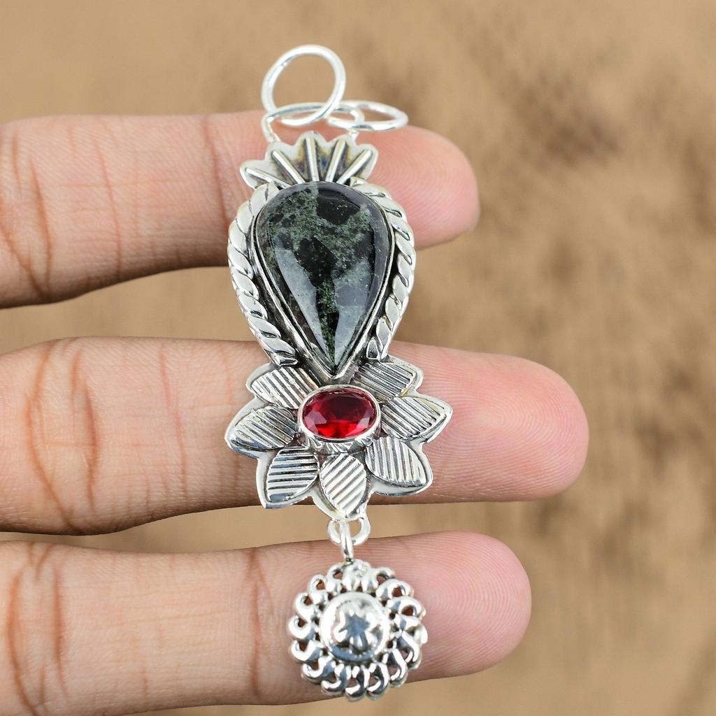 Gift For Women Pendant 925 Sterling Silver Natural Star Galaxy Jasper Gemstone