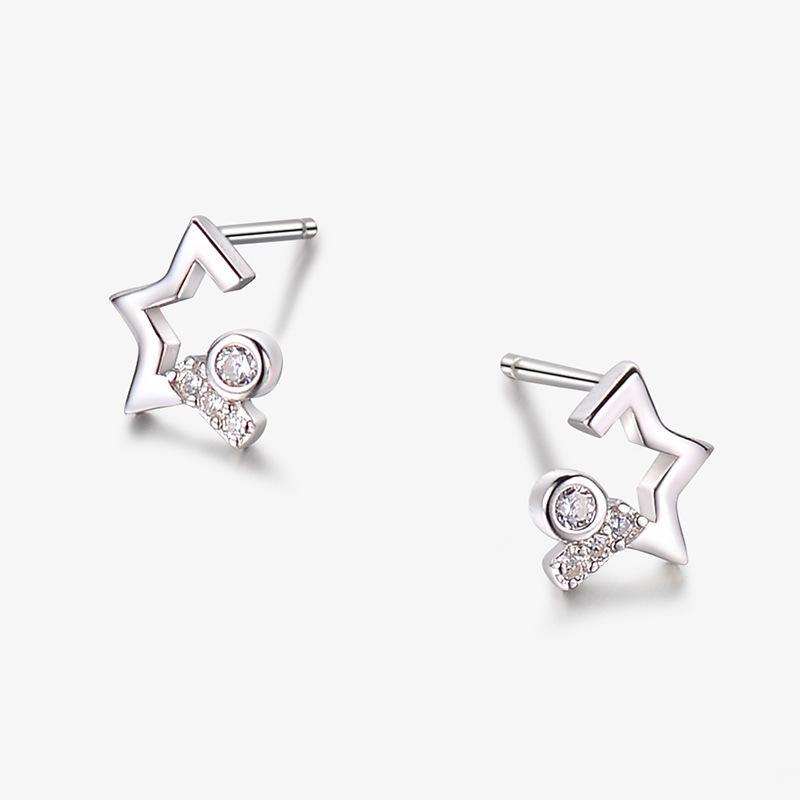 Star Stud Earrings Female Niche Design Sense Gentle Daily Inlaid Rhinestone Five-pointed Star Earrings