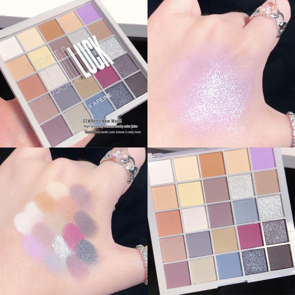 25-Color Lucky Magic Cube Eyeshadow Palette - Student-Friendly Earth Tones in Cement Gray and Misty Purple