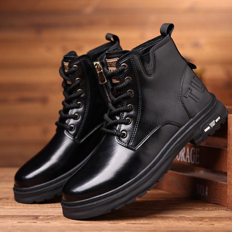 Британский стиль Толстая подошва ручной работы ретро зимние мужские высокие сапоги — фото 6