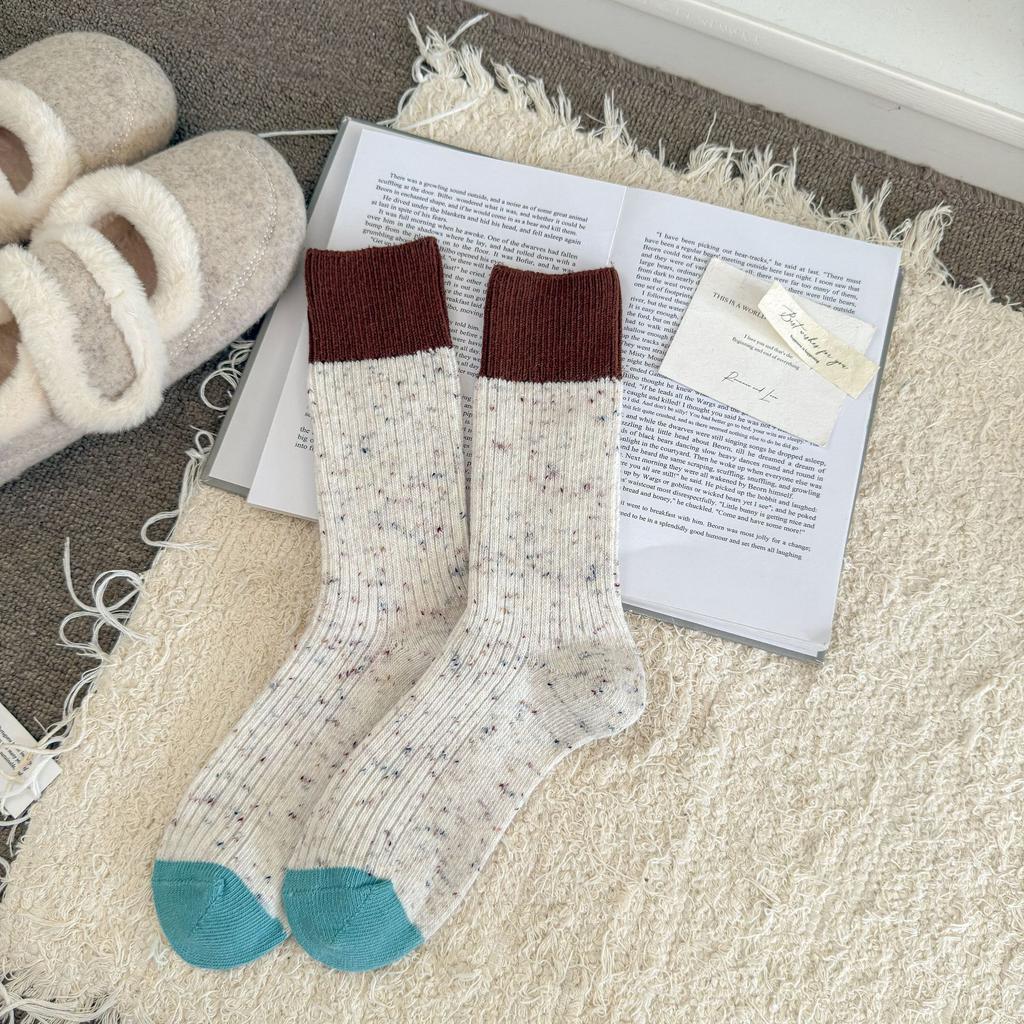 Women's Autumn and Winter Thickened Warm Bump Color Yarn Wool Drum Pile Socks