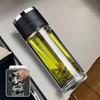 350/430ml Portable Quick Opening Glass Water Bottle Business Style Double Layer Tea Water Coffee Mug For Travel Home Car Office