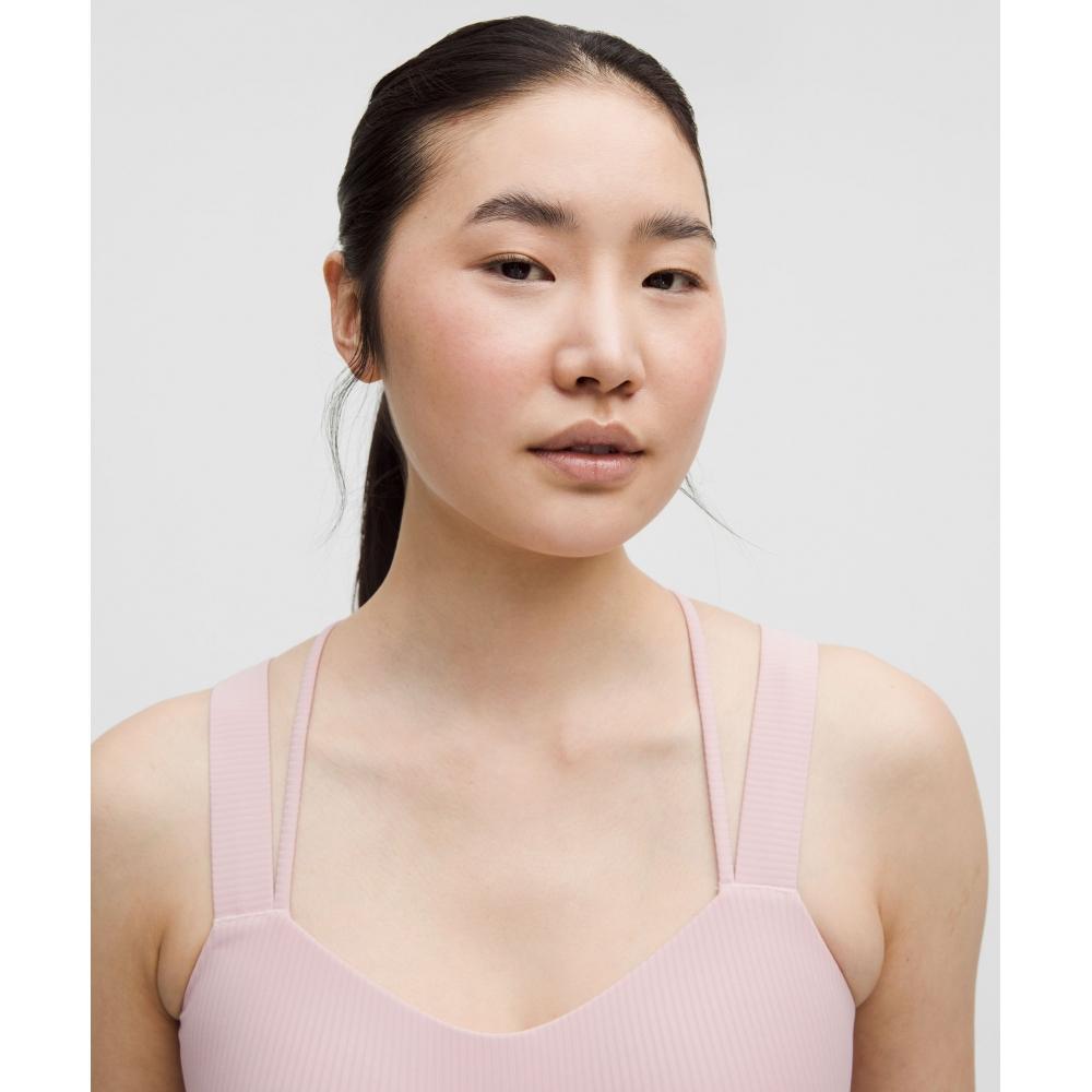 Lululemon Like A ClouD RibbeD Longline brA  Light Support  D DD Cup Pink hAze