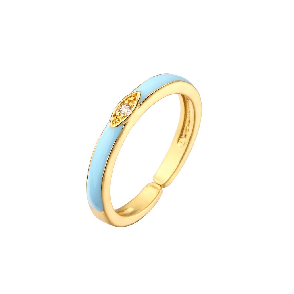 Women Gold Plated Dripping Oil Ring Micro Inlaid Zircon Adjustable Enamel Eternity Band