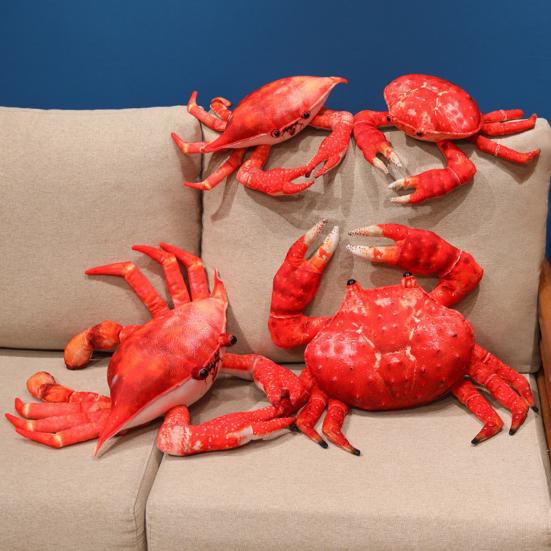 Realistic Crab Plush Pillow Soft Marine Animal Stuffed Toy Cute Ocean Life Decor for Bed Sofa Aquarium-Themed Gift for Kids Collectors