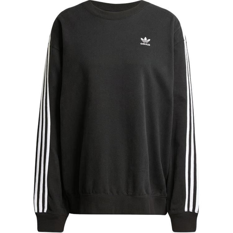adidas 3 Stripes Long Sleeves Sweat Top Asia Sizing Black White Men s JD0891 L
