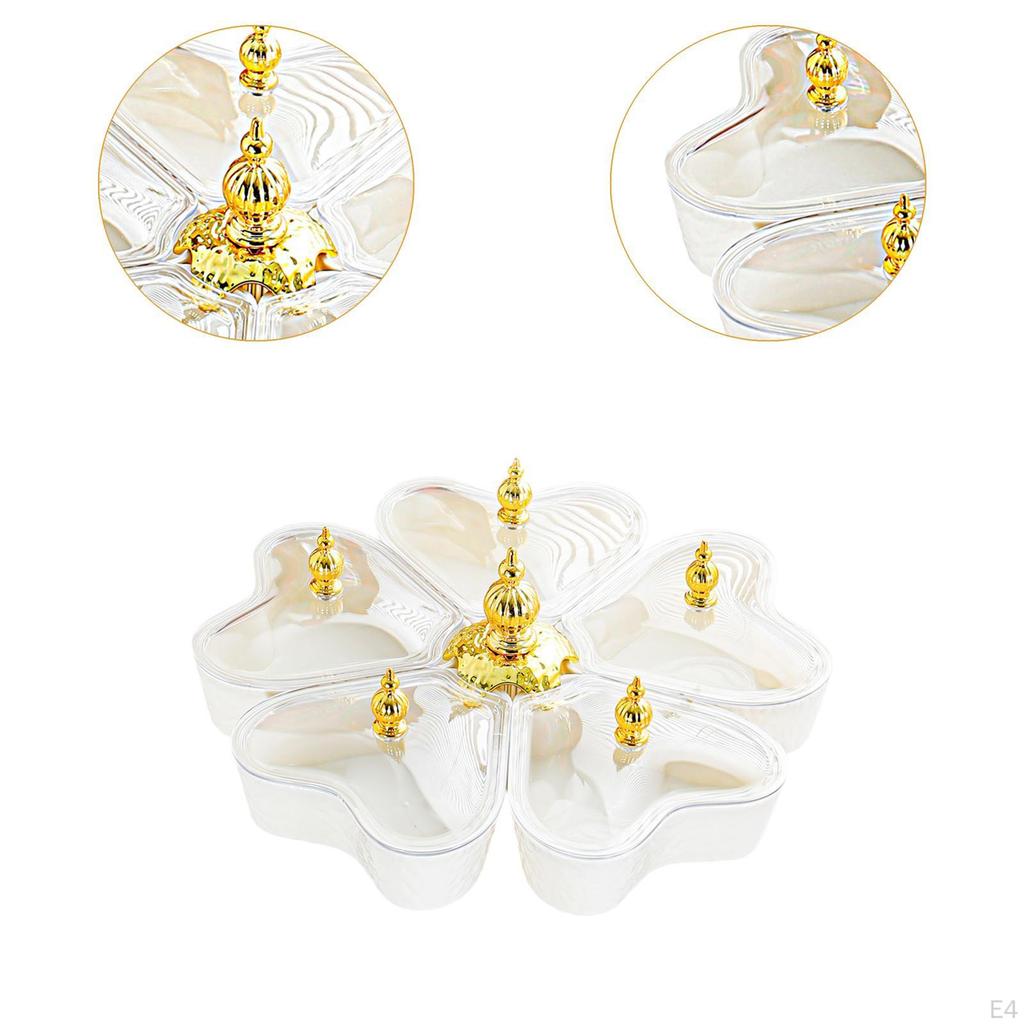 Divided Rotating Serving Tray 5 Compartments Multifunctional Organizer with Lid Appetizer for