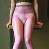 3 Candy Colors Pearlescent High Waist Pantyhose Oil Shiny Transparent Party Club Stockings Women Sexy Open Crotch Tights