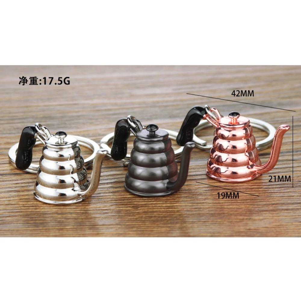 3D Mini Legierung Metall Kaffeeausrüstung Schlüsselanhänger Moka Kanne Kaffeetasse Eimer Schlüsselanhänger Café Geschenk für Kaffeeliebhaber Schlüsselanhänger Anhänger