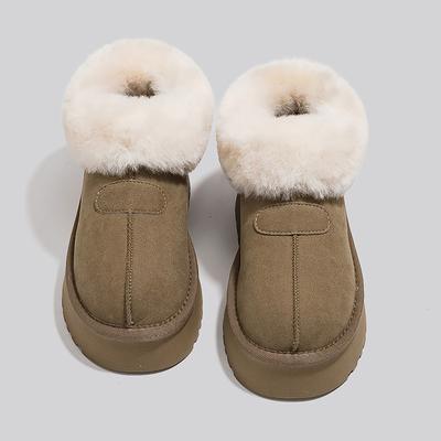 Thick-soled Snow Boots Women's Fleece Thickened Northeast Cotton Shoes New Winter Bread Shoes One-pedal Fluffy Shoes