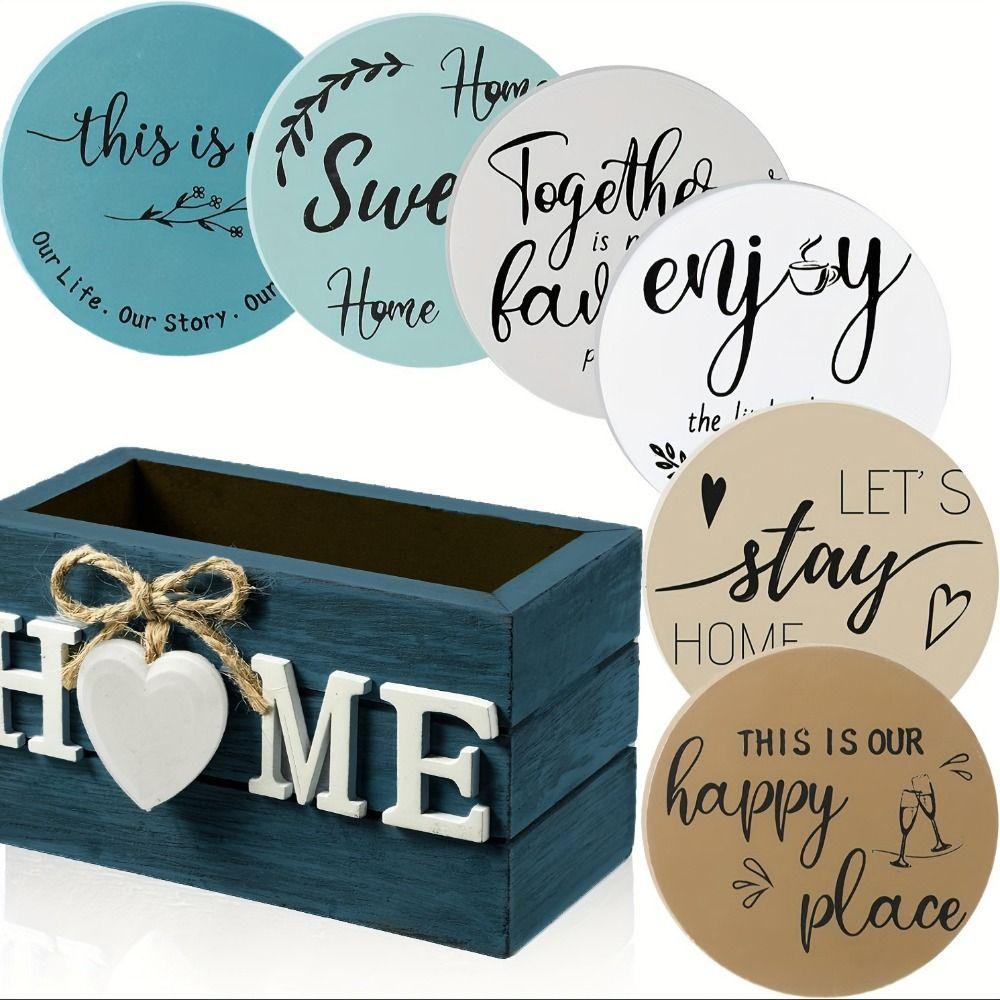 

6pcs/set Household Kitchen Tableware Wooden Cup Trays Decoration Retro Insulated Coasters коричневий