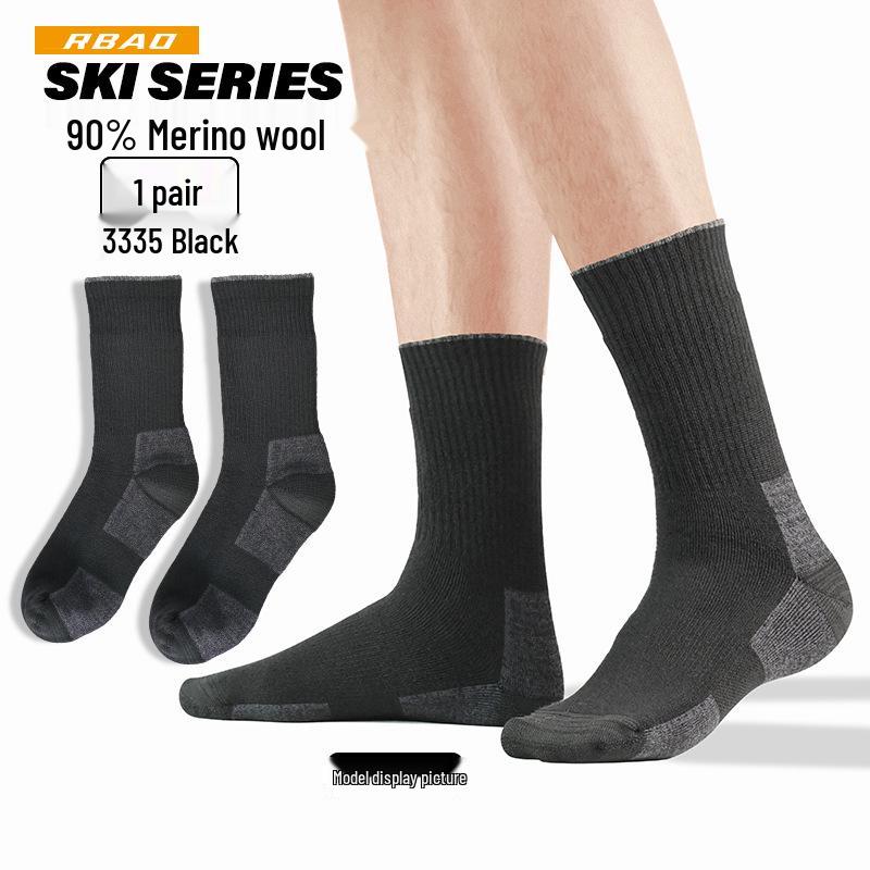 Mid-Calf Snow Mountain Thick Merino Wool Ski Socks - 90% Wool for Outdoor Sports