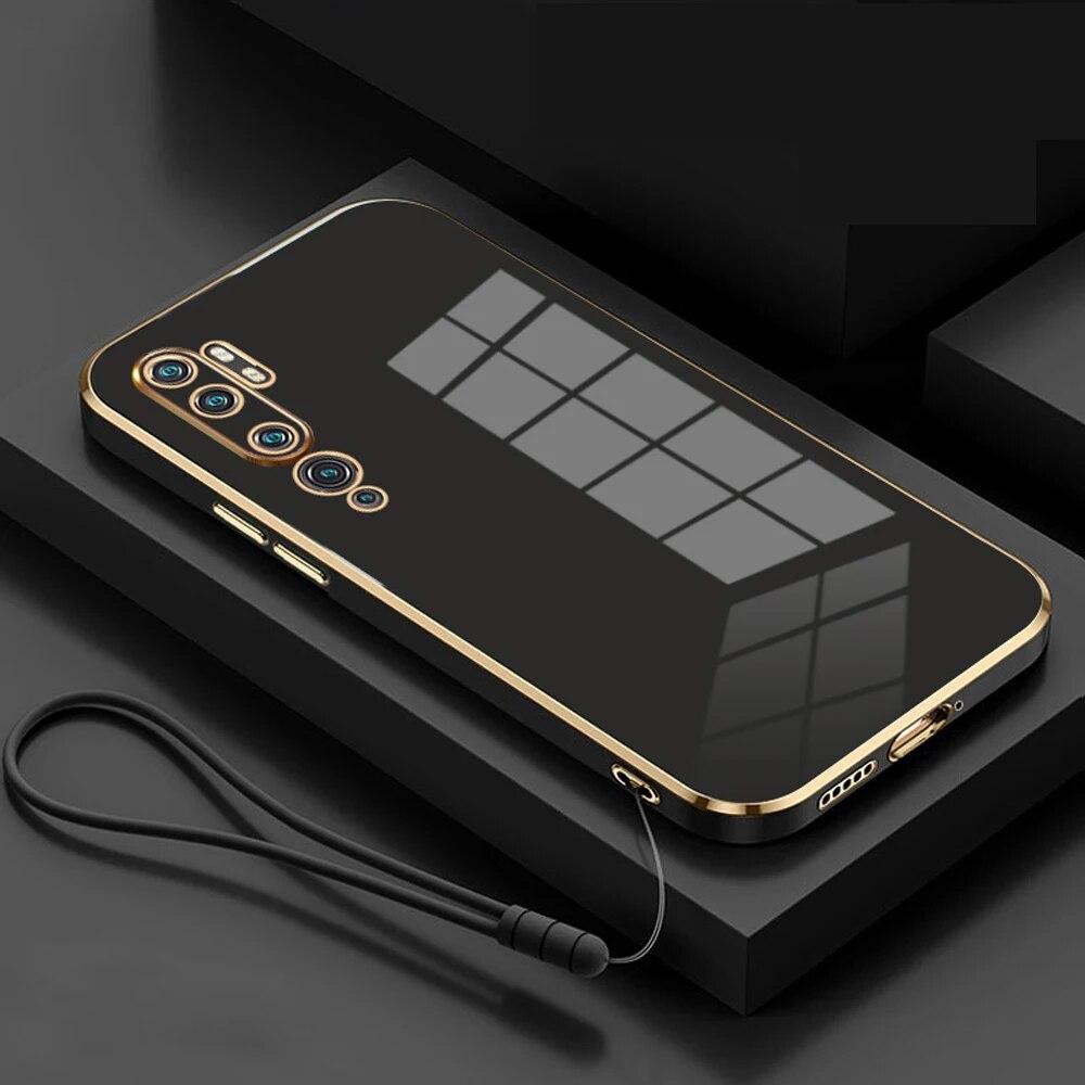 

Чехол для Xiaomi Mi Note 10 Mi Note 10 Pro, чехол xiao mi M1910F4G M1910F4S, роскошный чехол для телефона с квадратным покрытием, противоударная задняя крышка Mi Note 10&Case & Strap