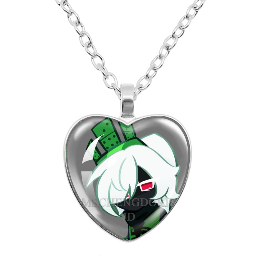 Game FORSAKEN 1x1x1x1 Cartoon Characters Funny MeMe Glass Heart Shape Pendant Necklace Jewelry Charm Collect Giftlry
