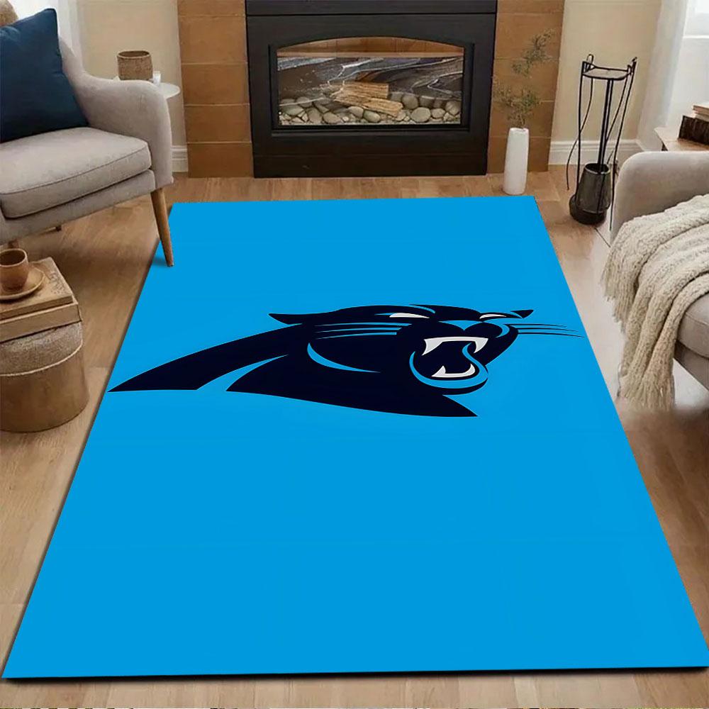 Blue Panther Logo Design Patterned carpet, non slip mat suitable for living room and bedroom sofas