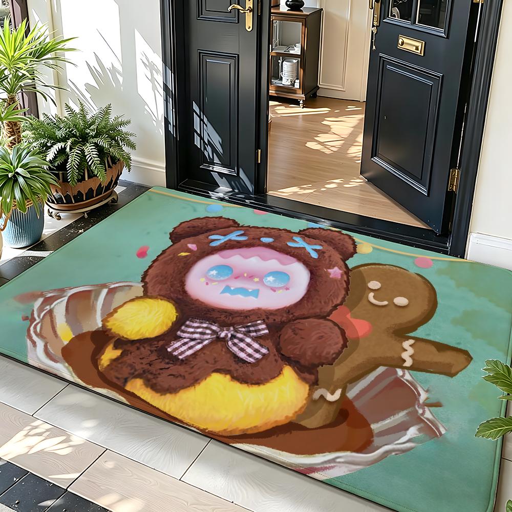 Character B-Boo B-Bear Floor Mat Soft Flannel Floor Mat Suitable for Entryways, Living Rooms, Bedrooms, and Bathrooms