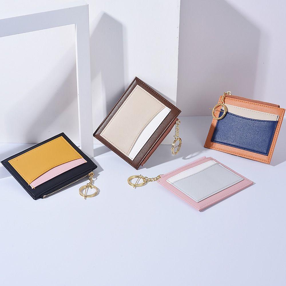 Light PU Leather Money Coin Purse Ultra-thin Wear-resistant Credit Card Holoder with Key Ring Wallet Money Bag Male Female