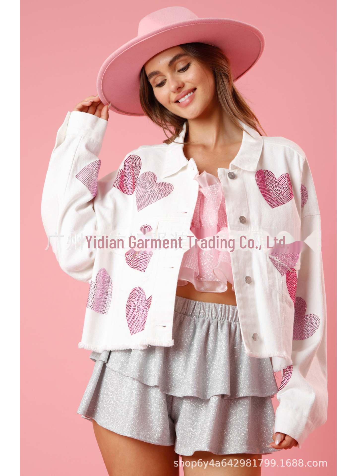 

Модное женское пальто в форме сердца с бриллиантами на осень и зиму Medium белый