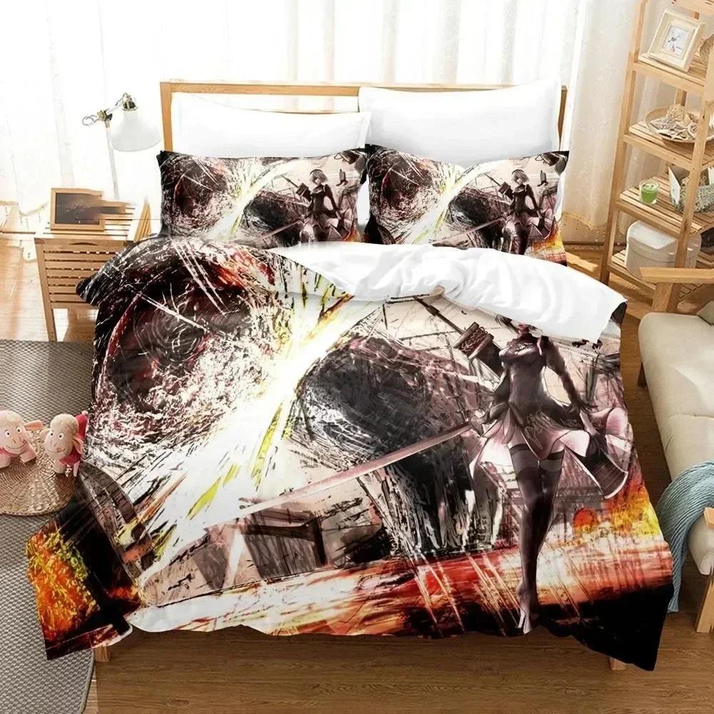 3D Print Game NieR Automata YoRHa No.2 Type B 2B Printed Bed Set Duvet Cover Pillowcase Bedding Set Linen Sheet Quilt Cover Size