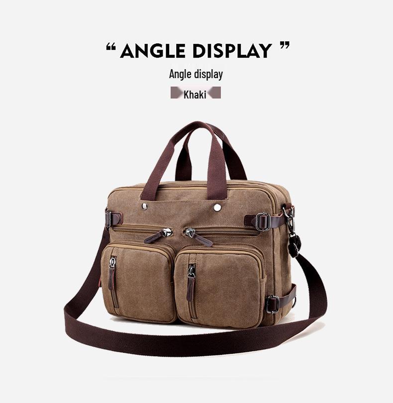 

Versatile Canvas Shoulder Bag: Compact Cross-Body Laptop Backpack for Business & Travel кофейный
