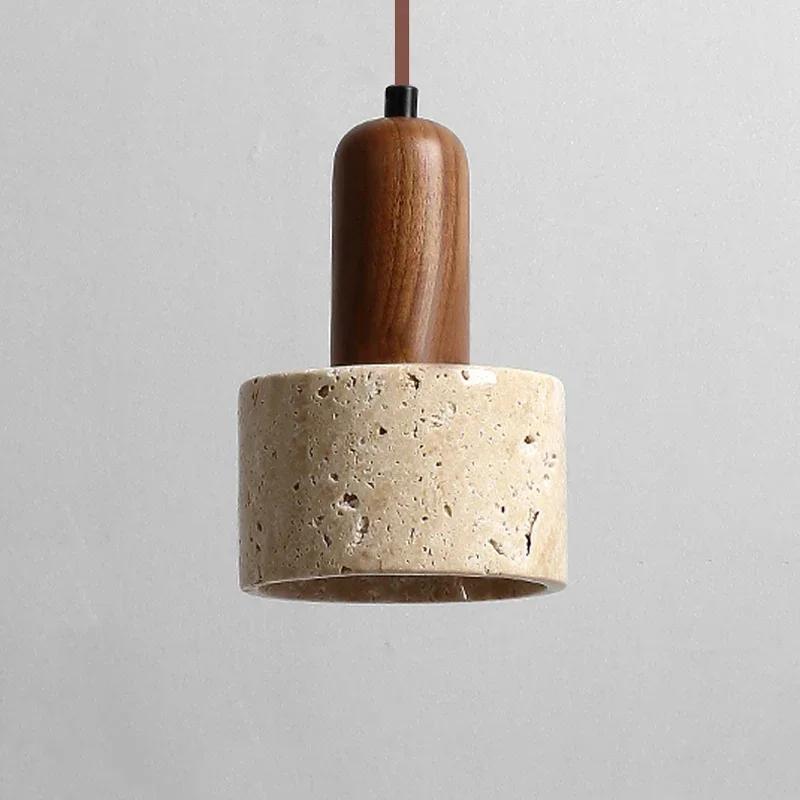 Wabi Sabi Travertine LED Droplight Over Dining Desk Kitchen Island Limestone Marble Restaurant Decor Suspension Lamp Lustre