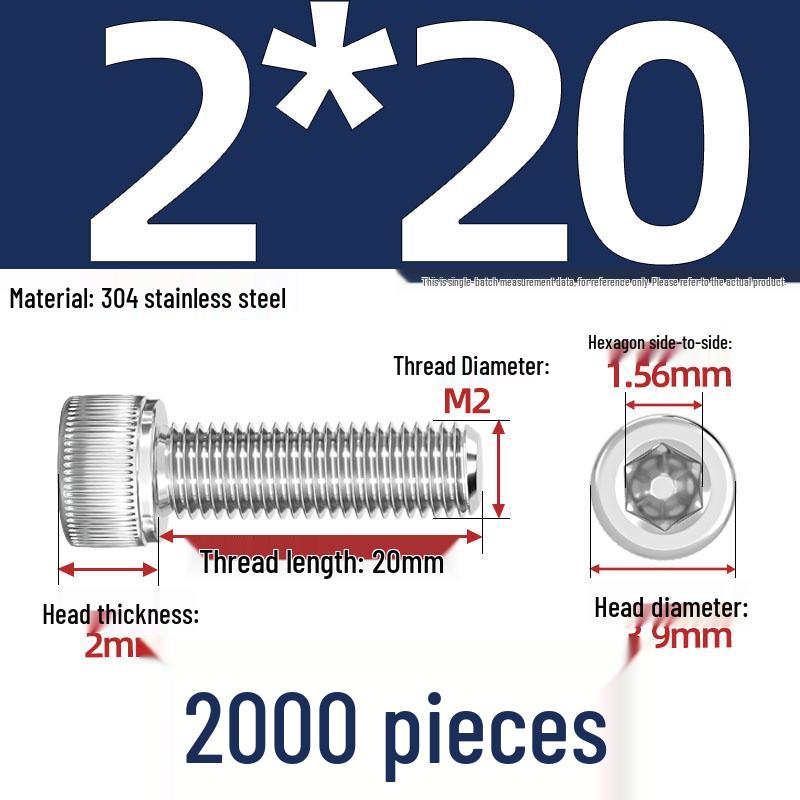 304 Stainless Steel Hex Socket Head Cap Screws, M2-M10, Extended Length