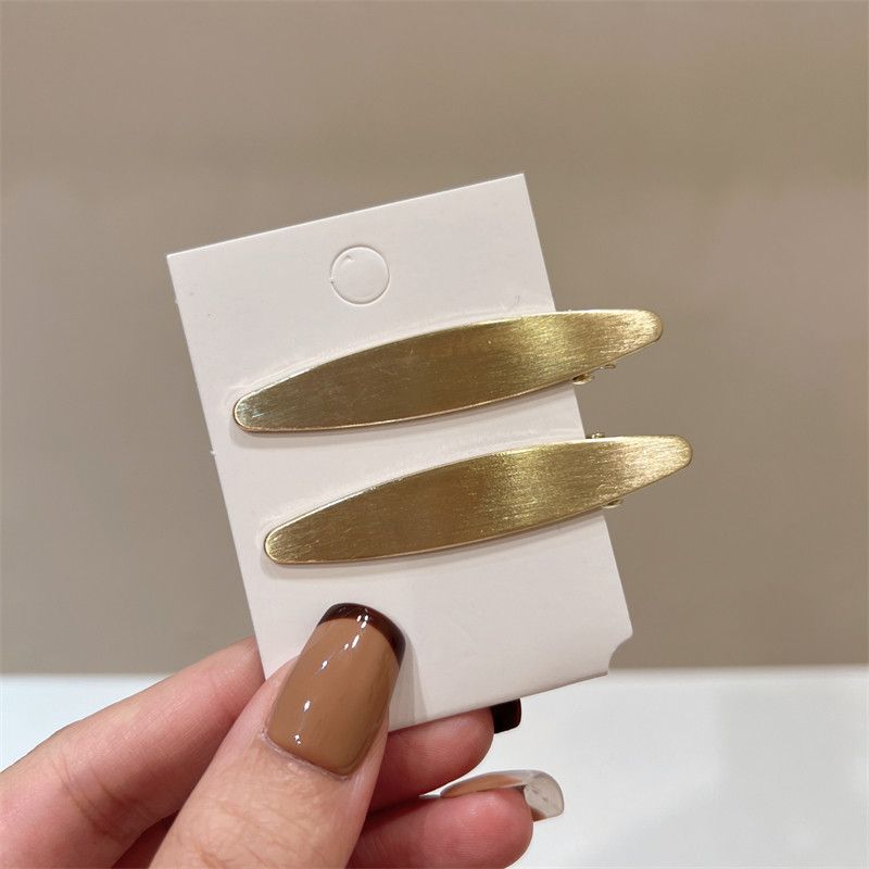 

European and American Style Simple Personality Metallic Brushed Alloy Gold Silver Duckbill Clip Fashion Fancy Side Clip Hairpin Women Gold, Pair