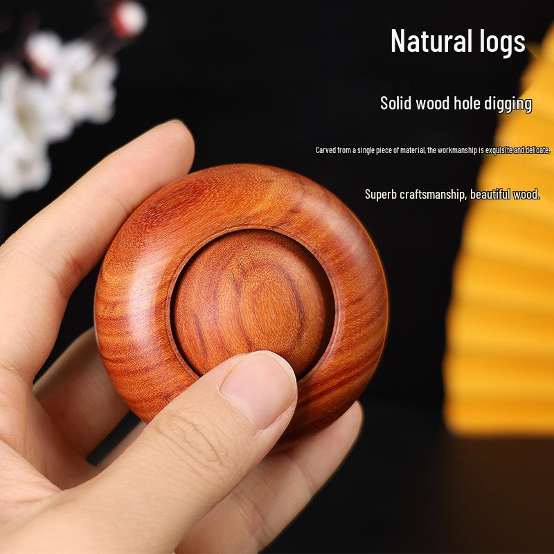 Red Sandalwood Handcrafted Health Ball Massager - Elderly Gift, Large Rosewood Flying Saucer Design