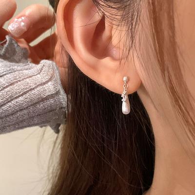 Nische Design Sinn Gebürstete Wassertropfen Zirkon Ohrstecker Weibliche Persönlichkeit Einzigartig Exquisit Mode Pendler Ohrringe