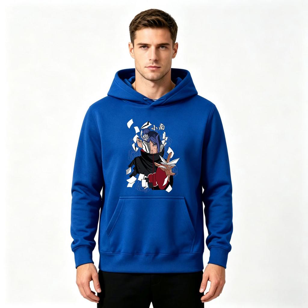 Men's Printed Pullover Hoodie Anime Character Graphic Casual Long Sleeve Sweatshirt for Daily Wear