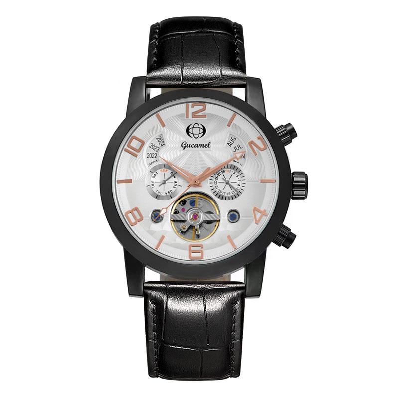 New Top Brand Men's Automatic Mechanical Watch Tourbillon Belt Business Automatic Mechanical Watch Perpetual Calendar Men's Watch