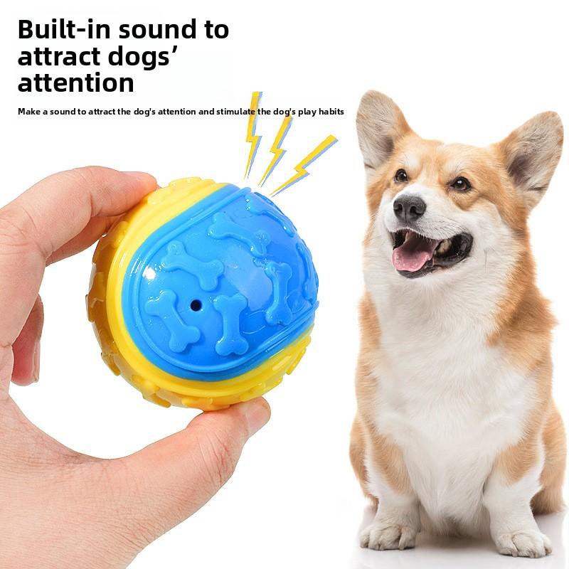Pet Toy - Two-color Bone Imprint C-shaped Ball Sound-producing Ball - Durable and Chewable Toy for Puppies - Small Dog Toy Ball