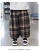Boys' Fleece Lined Plaid Sweatpants: Winter Warm One-Piece Casual Pants for Toddlers