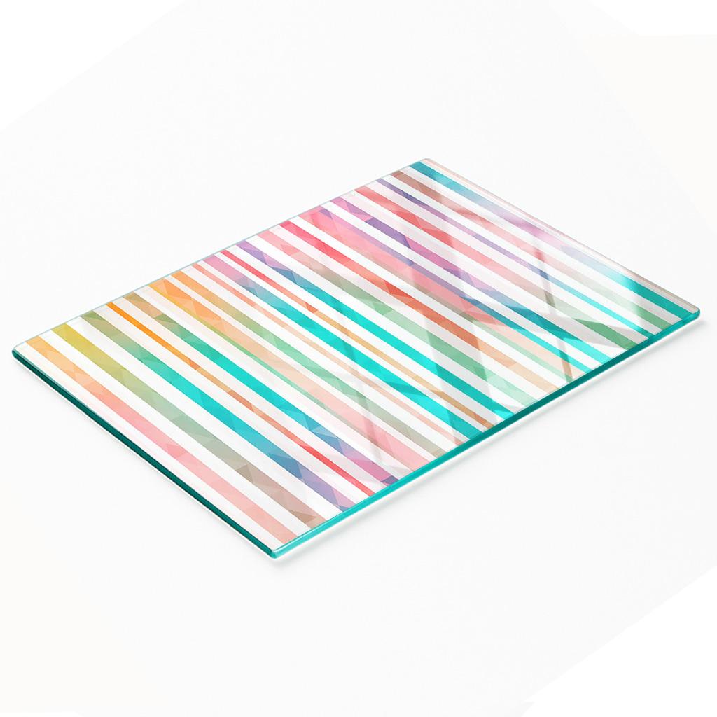 Glass Decorative Board with Graphics for Serving Snacks Rainbow 80x52 Cm