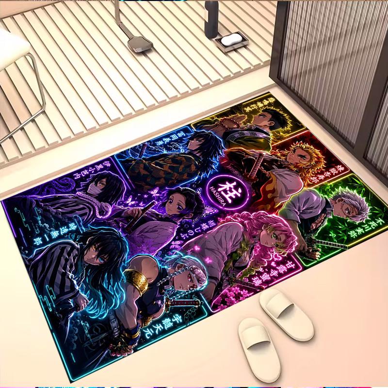 Demon Slayer Print Rug, Washable Floor Carpet, For Entryway Dorm Laundry Room Office Study, Home Decor Birthday Christmas Gift