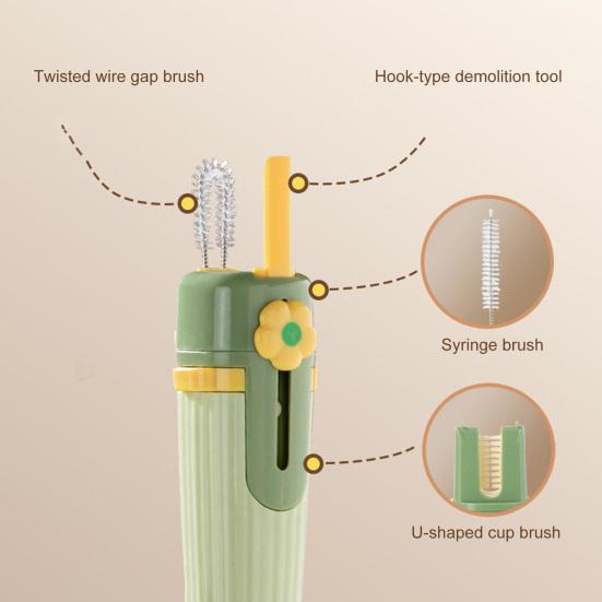 1/2Pcs 5-In-1 Bottle Cleaning Brush Long Handle Multi-Function Insulation Cups Brush Portable Straw Bottle Cleaner