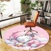 1PC Elephant Pink Cute Round Chair Mat Area Rug - Non-Slip, Floor Mat for Office, Bedroom, Home Decor Christmas Gift C0528006