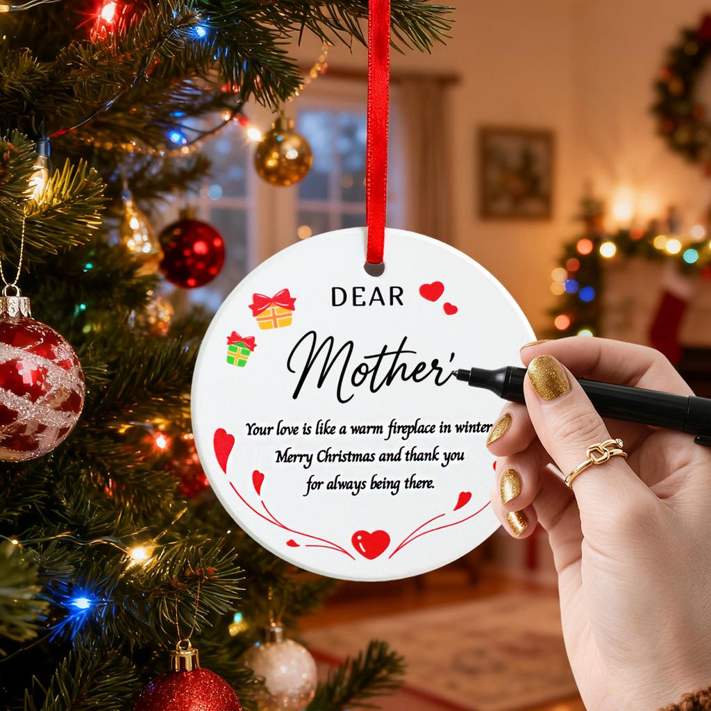 1 Ceramic Heart Christmas Pendant, DIY Christmas Tree Decoration Hanging, Can DIY Write Names, Christmas Gifts